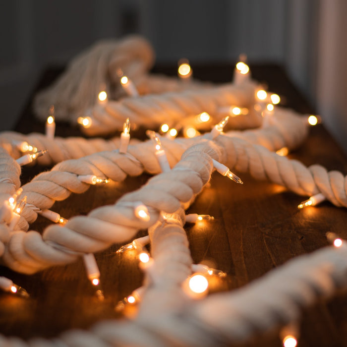 cotton lighted rope garland