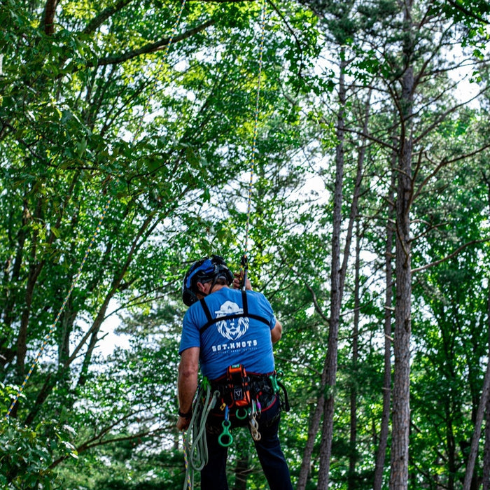 man undergoing rope rescue