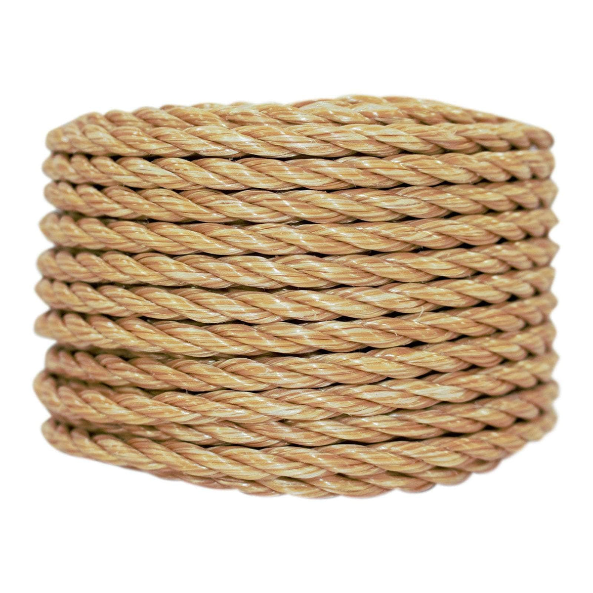 Tan twisted ProManila rope coil, 1/4-inch by 50-foot reference