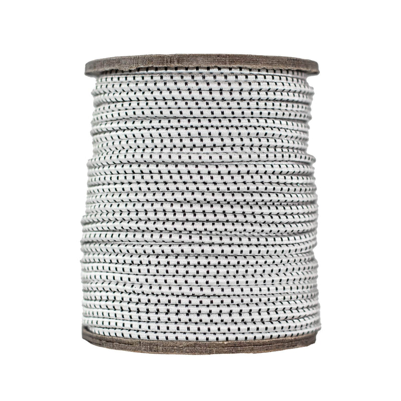 1/8 in / 100 ft - Coil / White w Black Tracer SKPPSC-18x100-WhiteBT RopeHub Shock Cord
