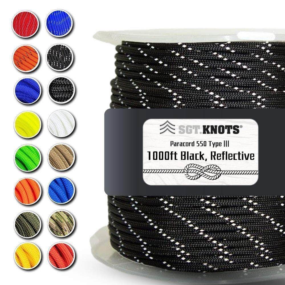 1000ft / Black SKPC-1000ft-Black-Reflective RopeHub Paracord