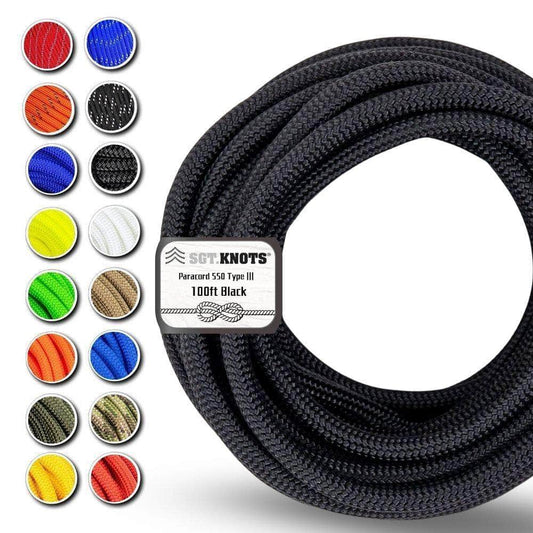 100 ft / Black / 5/32 in (4mm) SKPC-100ft-Black RopeHub Paracord