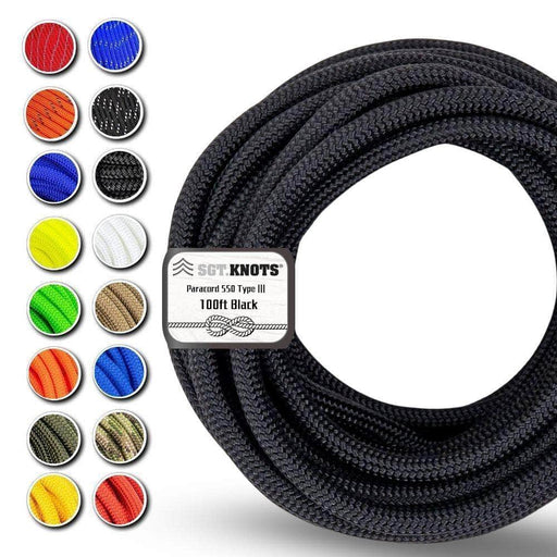 100 ft / Black / 5/32 in (4mm) SKPC-100ft-Black RopeHub Paracord