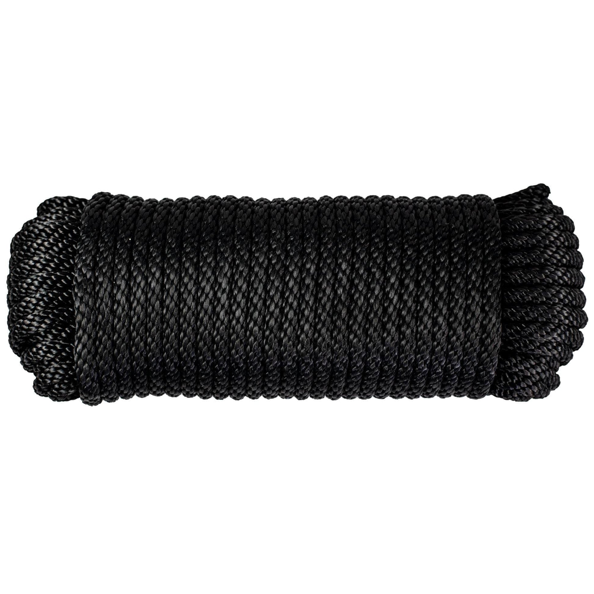 (#12) 3/8 in / 50 ft / Black SK-SBN-38x50-Black RopeHub Solid Braid Rope