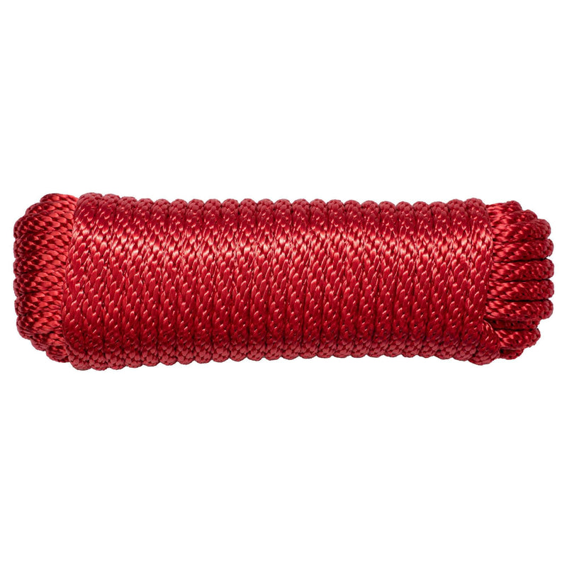 (#12) 3/8 in / 50 ft / Red SK-SBN-38x50-Red RopeHub Solid Braid Rope