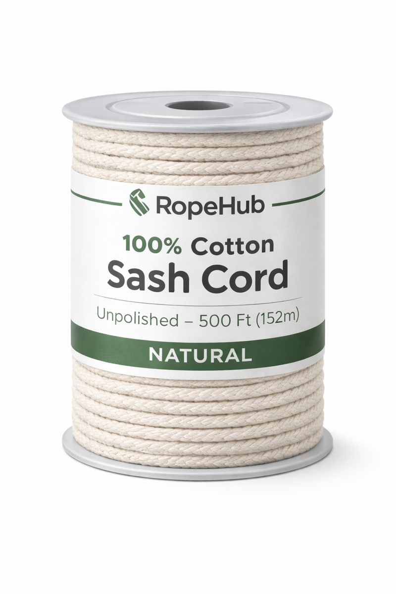Cotton Sash Cord Natural White, Window Sash Replacement, Clotheslines, Theater, All-Purpose Rope