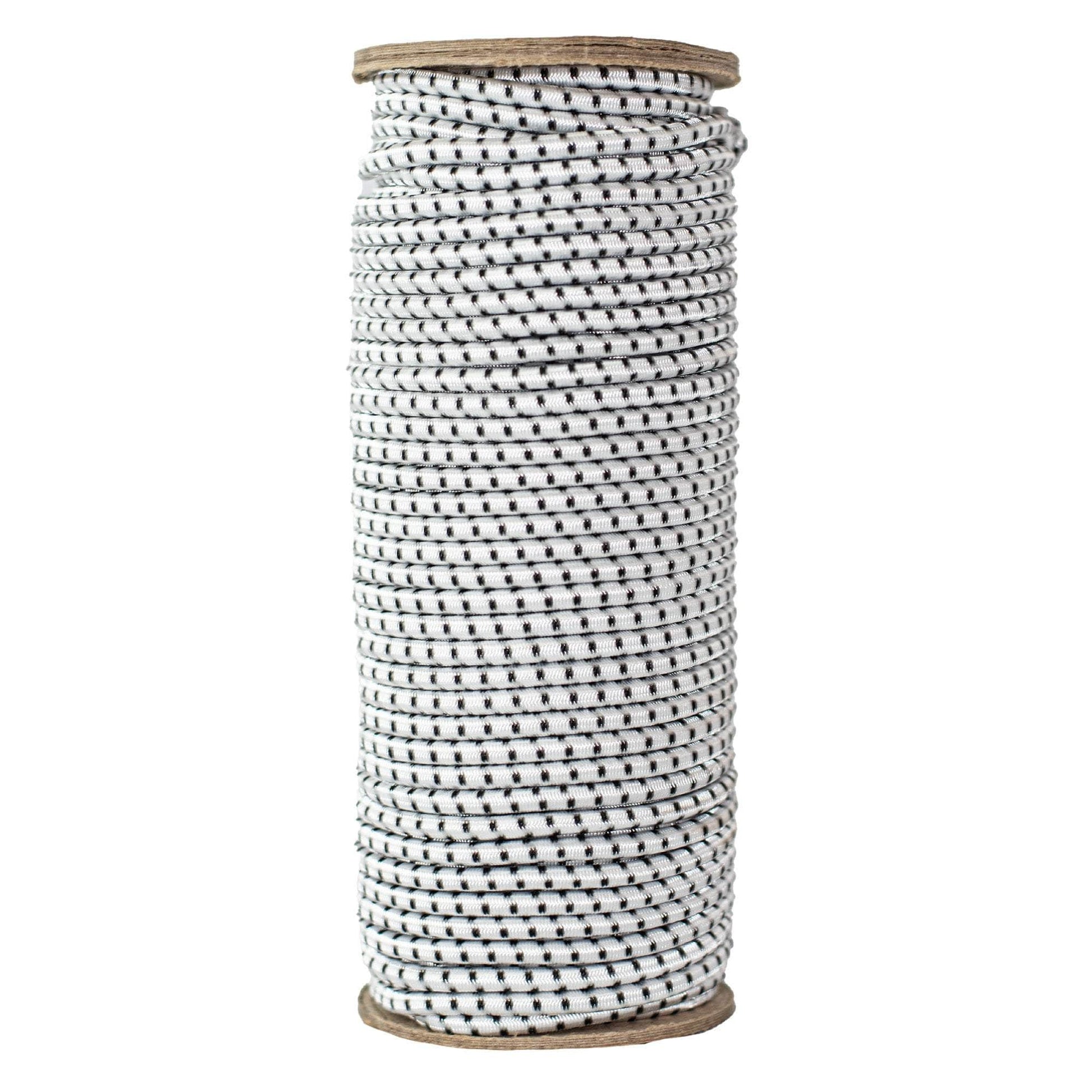 3/16 in / 100 ft - Coil / White w Black Tracer SKPPSC-316x100-WhiteBT RopeHub Shock Cord