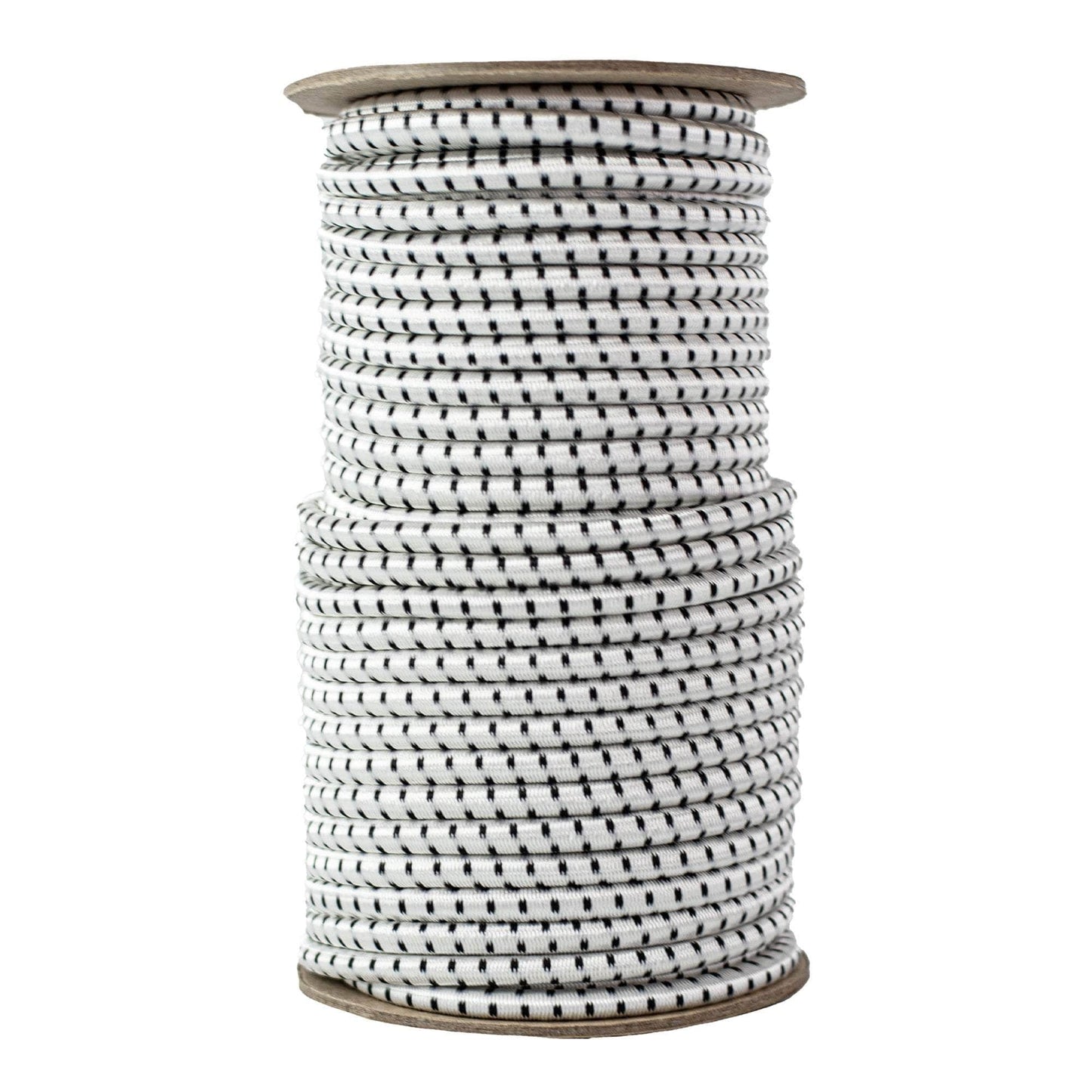 3/8 in / 100 ft - Coil / White w Black Tracer SKPPSC-38x100-WhiteBT RopeHub Shock Cord