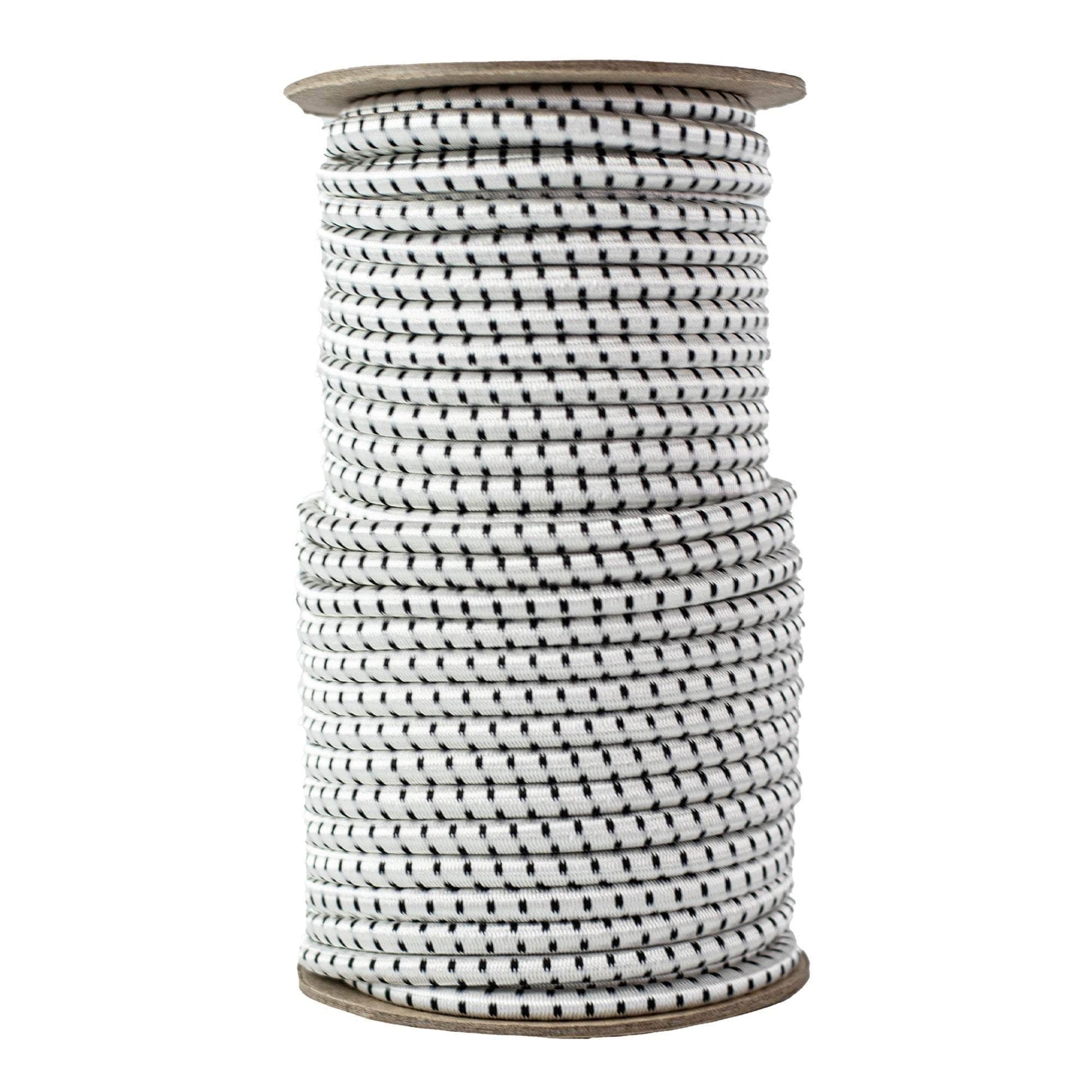 3/8 in / 100 ft - Coil / White w Black Tracer SKPPSC-38x100-WhiteBT RopeHub Shock Cord