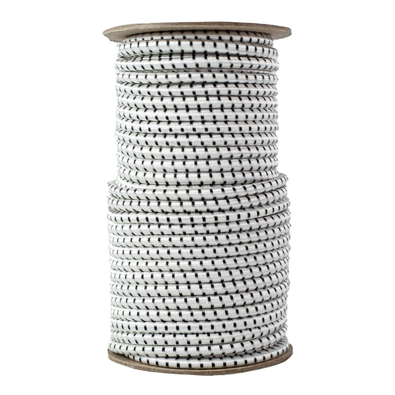 3/8 in / 100 ft - Coil / White w Black Tracer SKPPSC-38x100-WhiteBT RopeHub Shock Cord