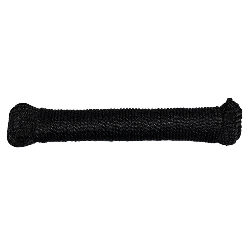 (#4) 1/8 in / 50 ft / Black SK-SBP-18x50-Black RopeHub Solid Braid Rope