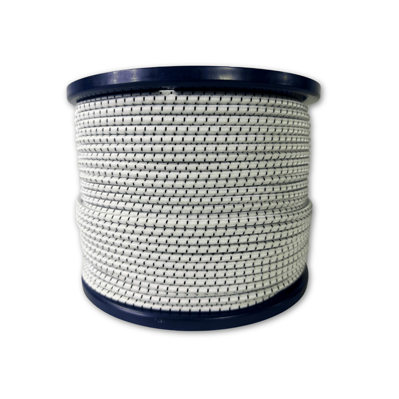 White with Black Tracer / 1ft / 1/8 inch DuraStretch shock cord