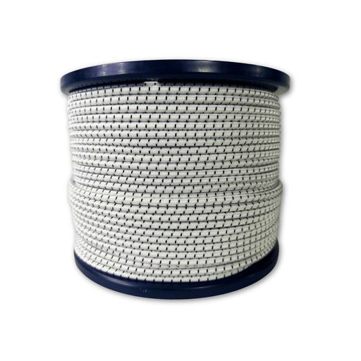 White with Black Tracer / 1ft / 1/8 inch DuraStretch shock cord