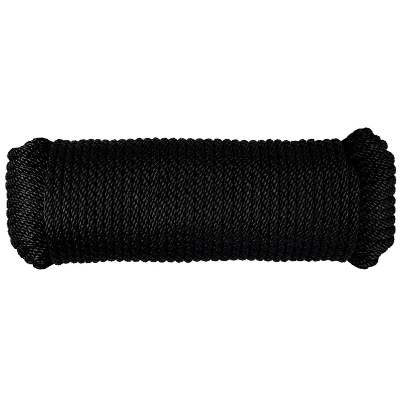 (#6) 3/16 in / 100 ft / Black SK-SBP-316x100-Black RopeHub Solid Braid Rope