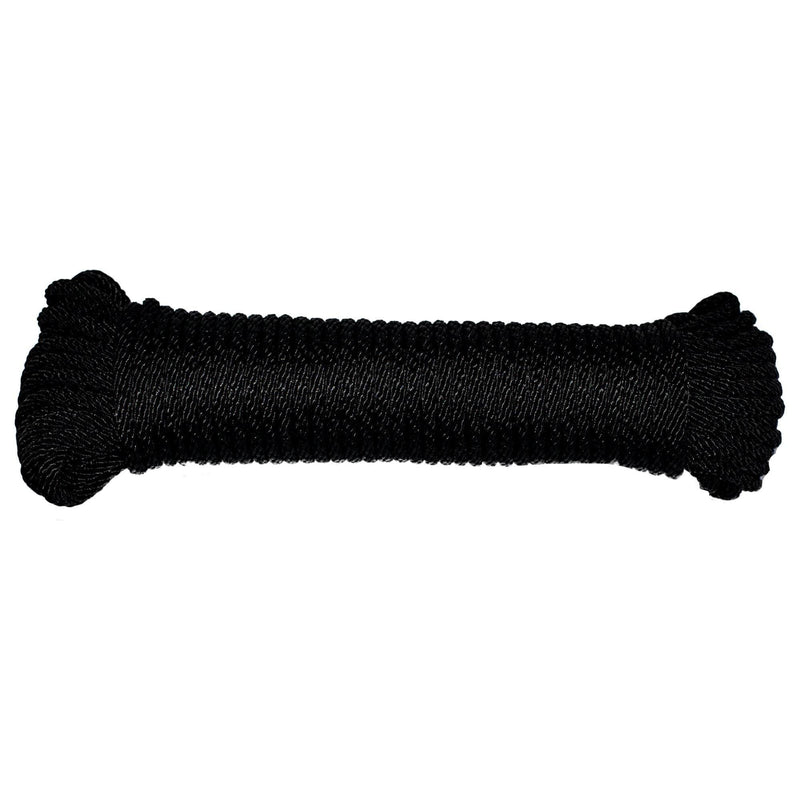 (#6) 3/16 in / 50 ft / Black SK-SBN-316x50-Black RopeHub Solid Braid Rope