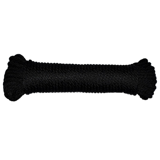 (#6) 3/16 in / 50 ft / Black SK-SBN-316x50-Black RopeHub Solid Braid Rope
