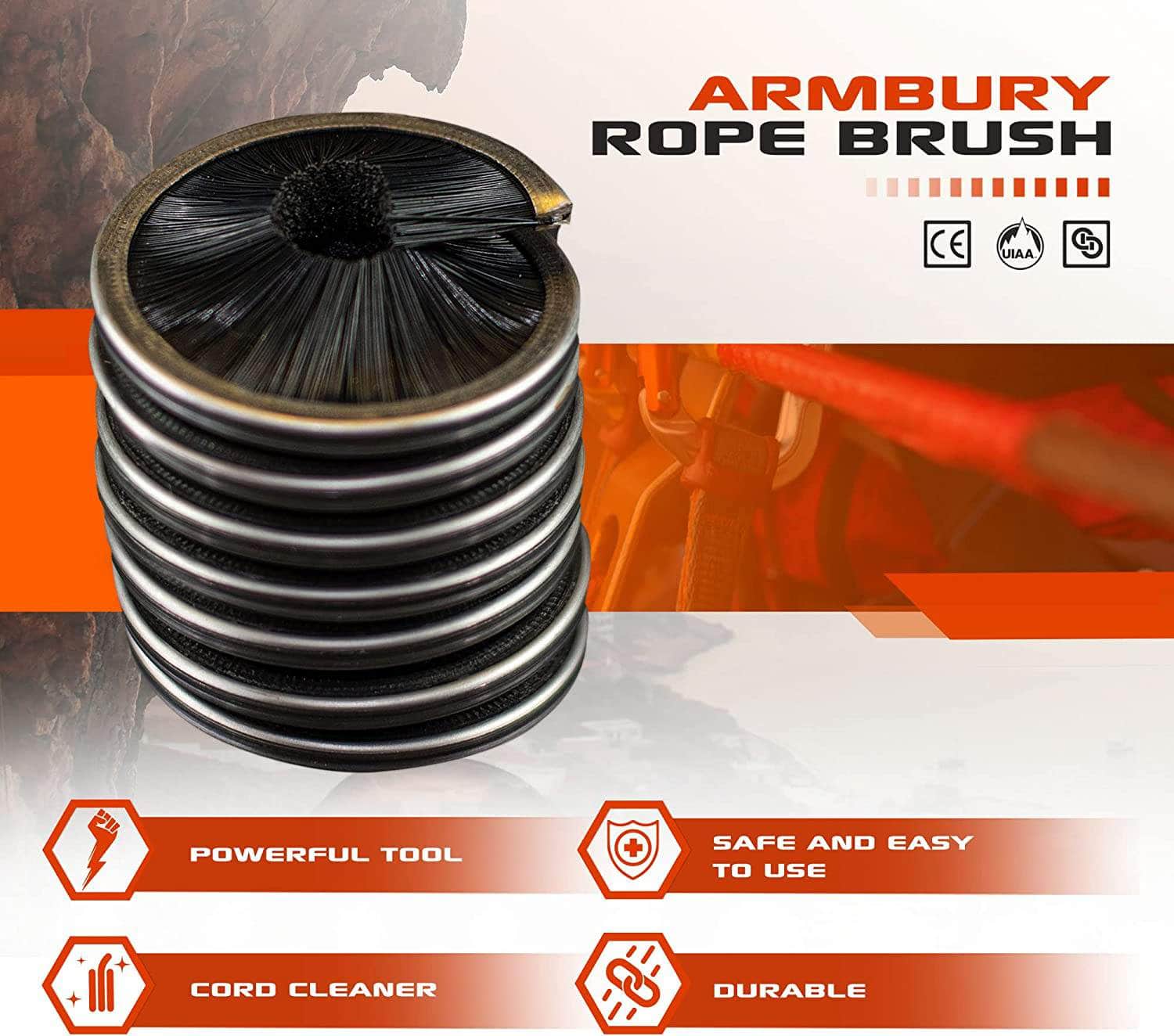50mm x 50mm / Black ARM-RopeBrush RopeHub Climbing Gear