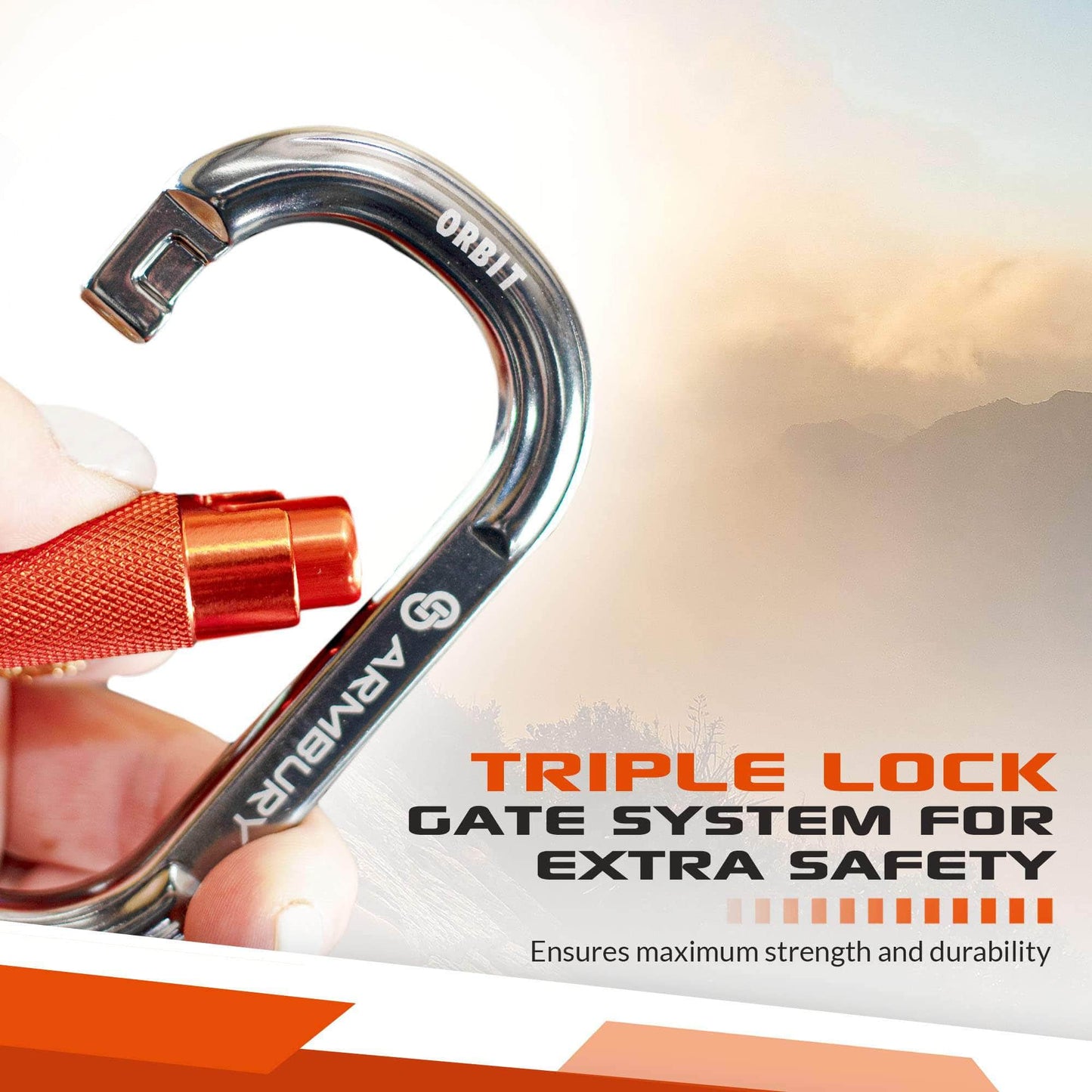 111mm x 62mm / Orange Gray / Orbit Triple ARM-Orbit-TripleLock RopeHub Climbing Gear