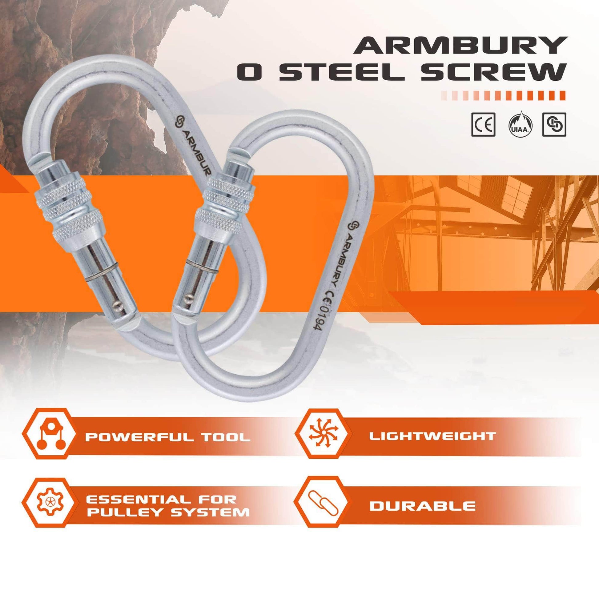 109mm x 58mm / Silver / O Screw ARM-OSteel-Screw RopeHub Climbing Gear