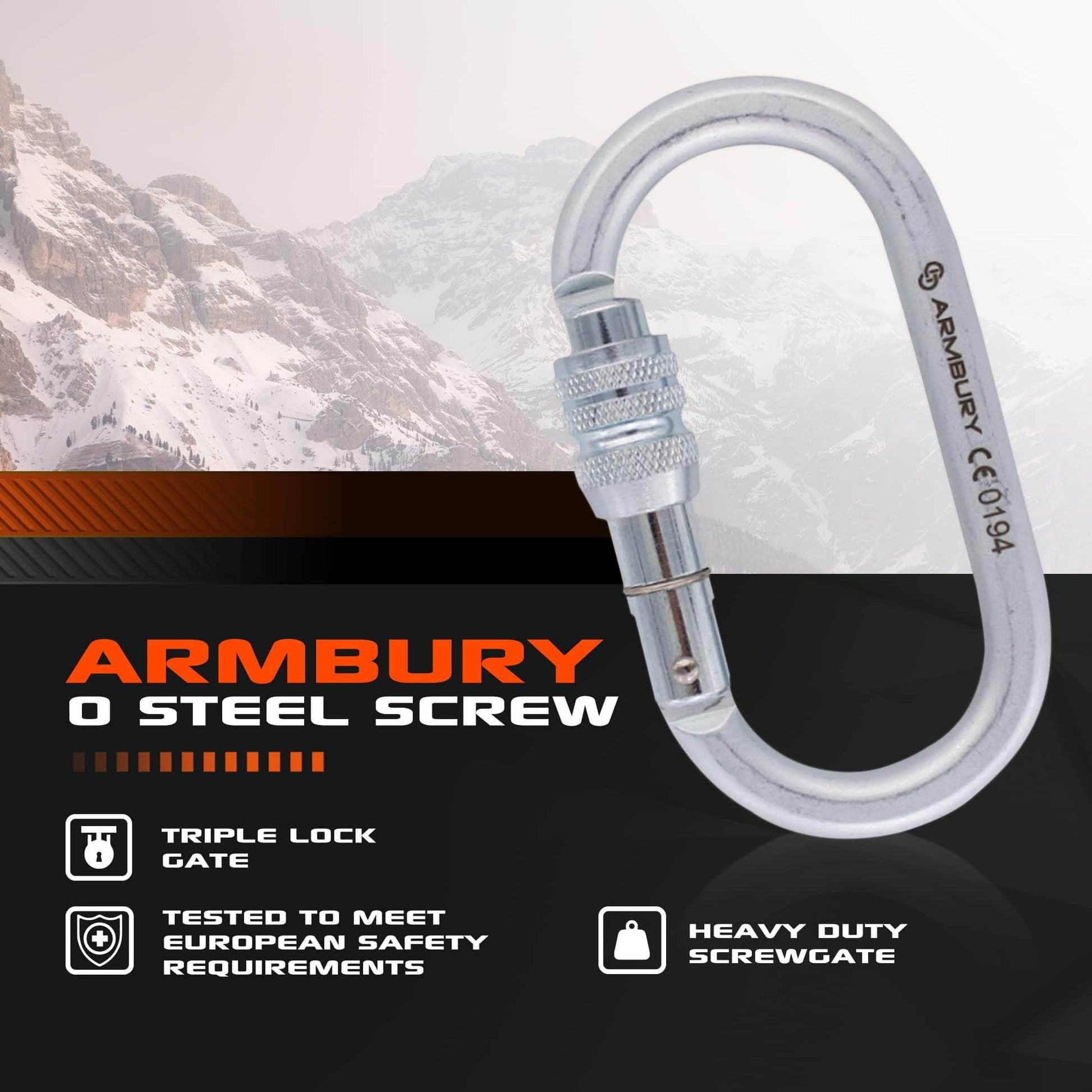 109mm x 58mm / Silver / O Screw ARM-OSteel-Screw RopeHub Climbing Gear