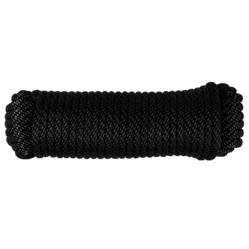 (#8) 1/4 in / 50 ft / Black SK-SBP-14x50-Black RopeHub Solid Braid Rope