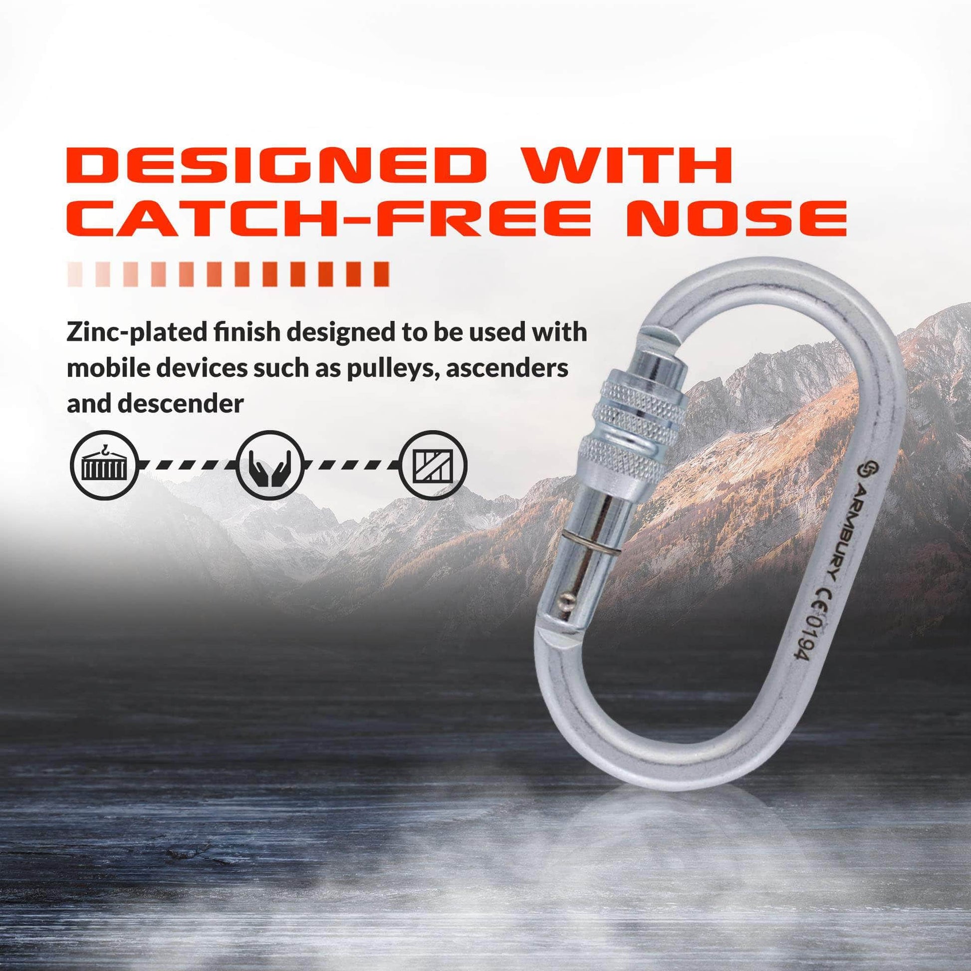109mm x 58mm / Silver / O Screw ARM-OSteel-Screw RopeHub Climbing Gear