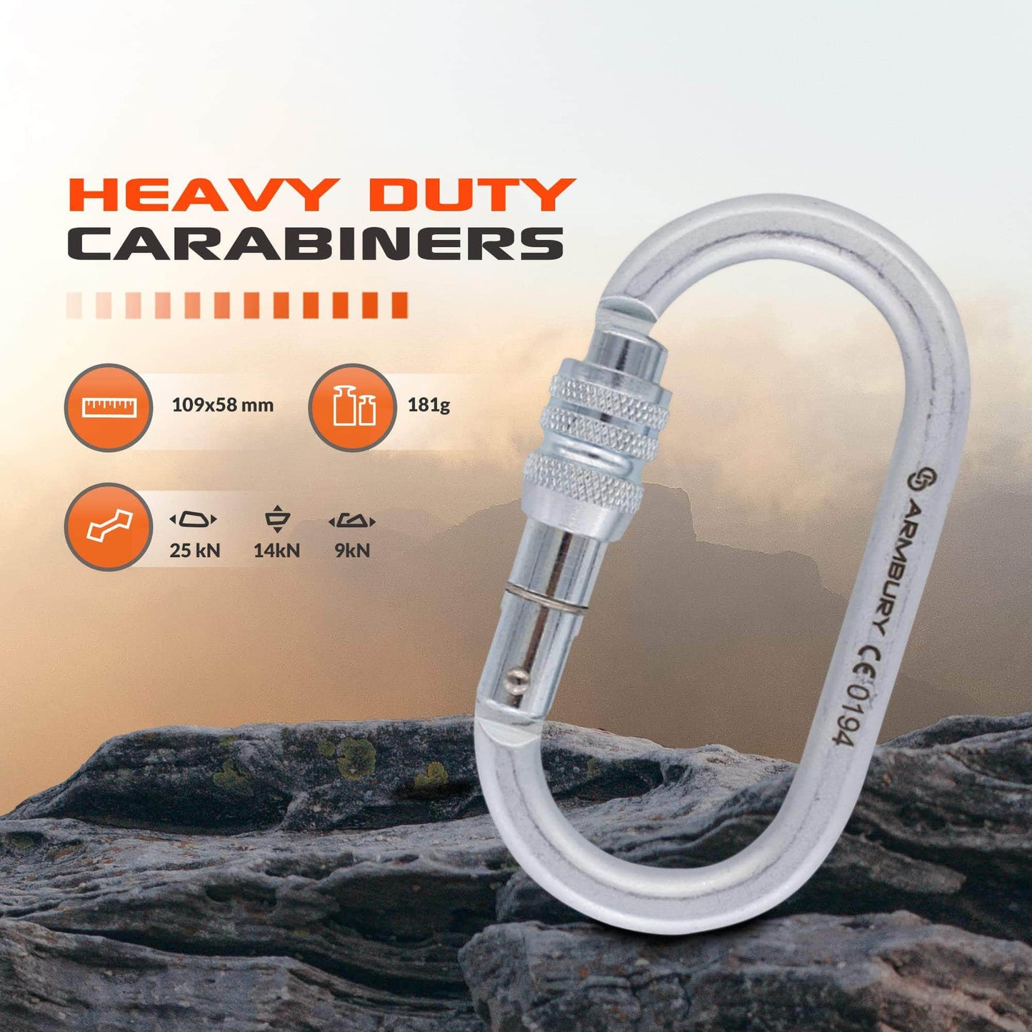 109mm x 58mm / Silver / O Screw ARM-OSteel-Screw RopeHub Climbing Gear