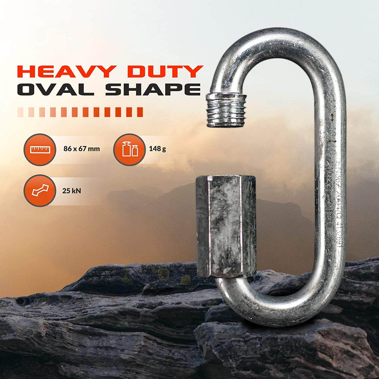 10mm / Silver / Oval 10mm ARM-QLSO-10mm RopeHub Climbing Gear