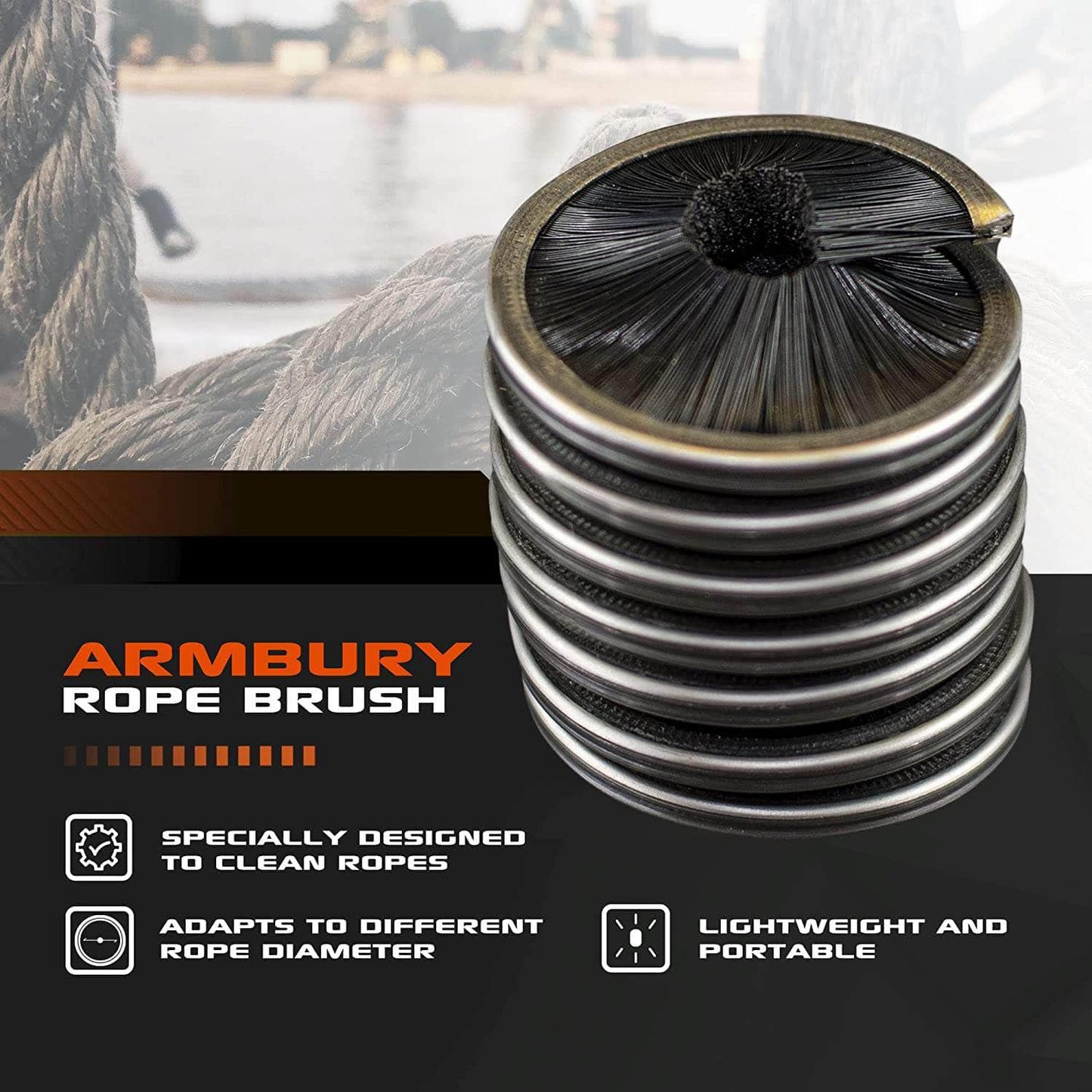 50mm x 50mm / Black ARM-RopeBrush RopeHub Climbing Gear