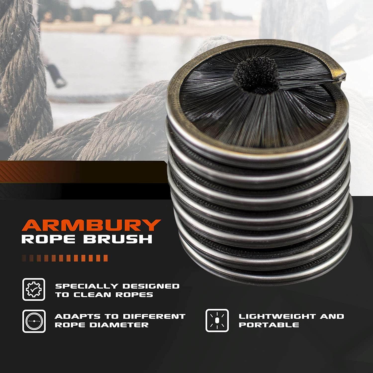 50mm x 50mm / Black ARM-RopeBrush RopeHub Climbing Gear
