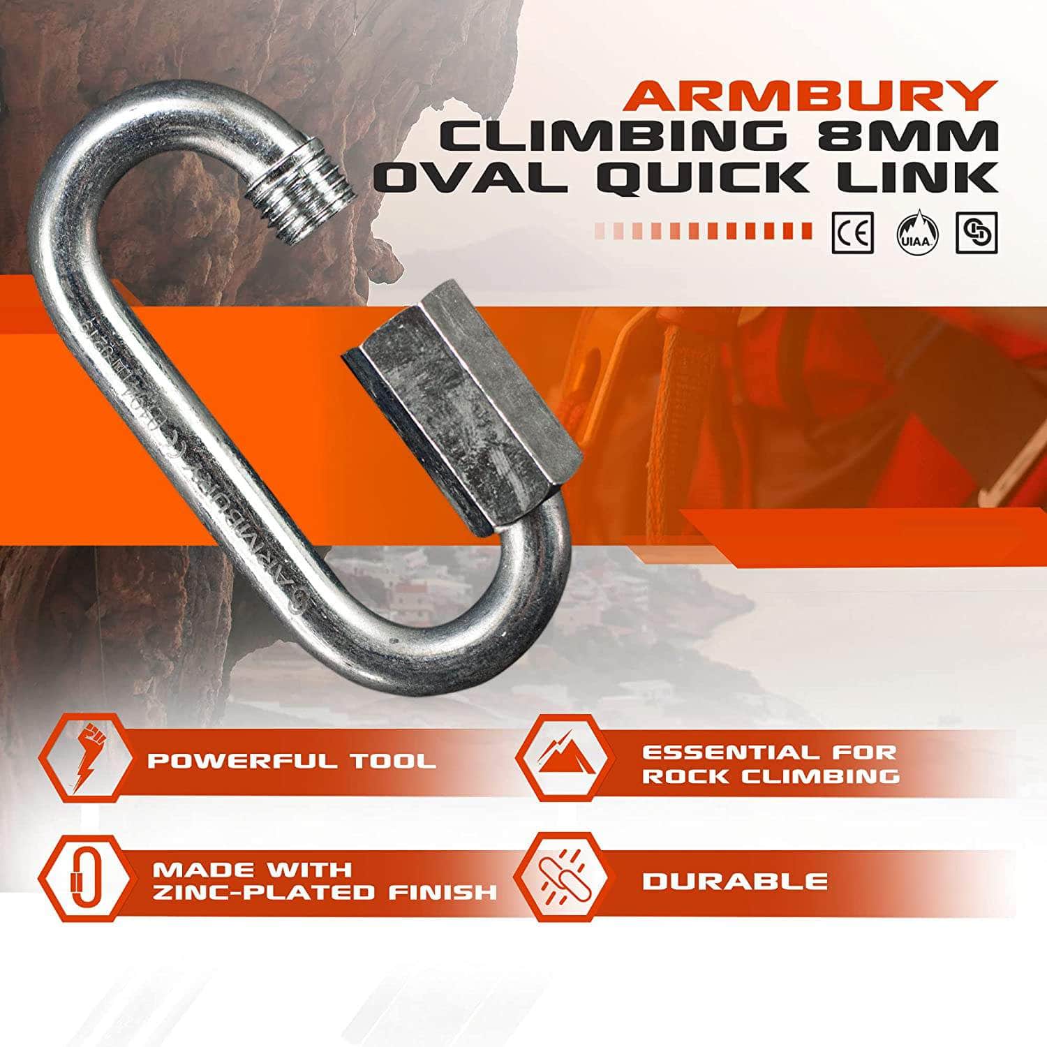 10mm / Silver / Oval 10mm ARM-QLSO-10mm RopeHub Climbing Gear