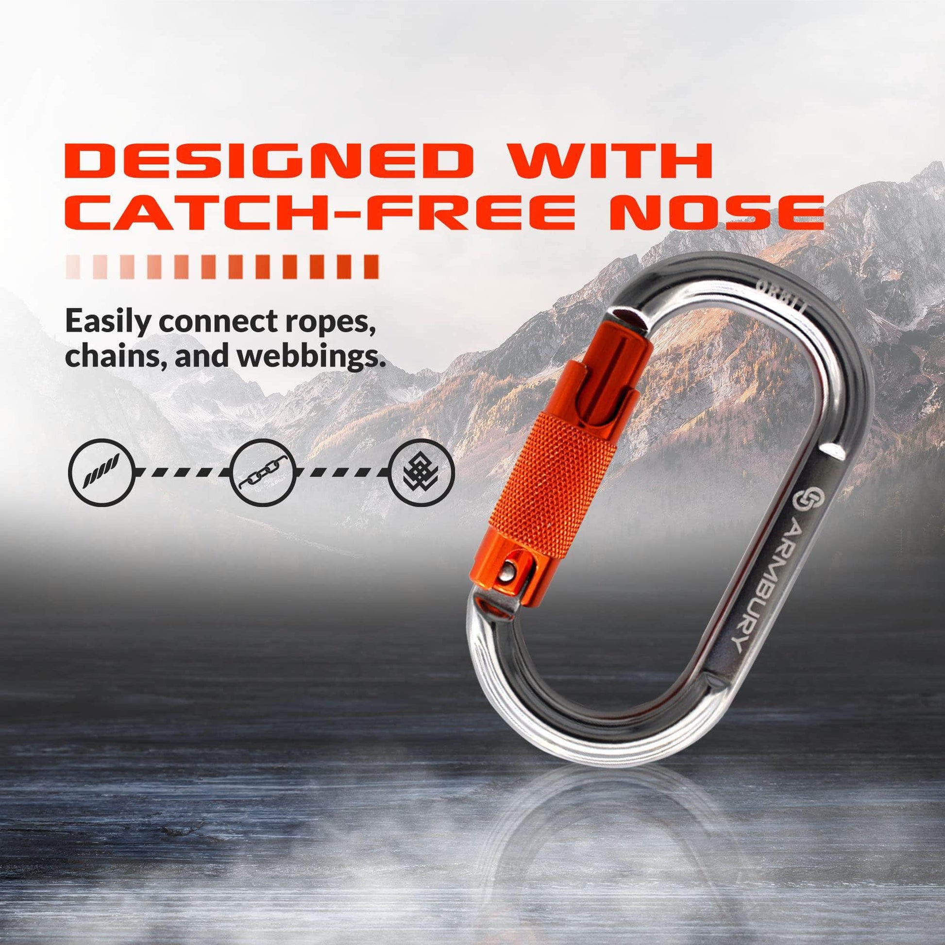 111mm x 62mm / Orange Gray / Orbit Triple ARM-Orbit-TripleLock RopeHub Climbing Gear