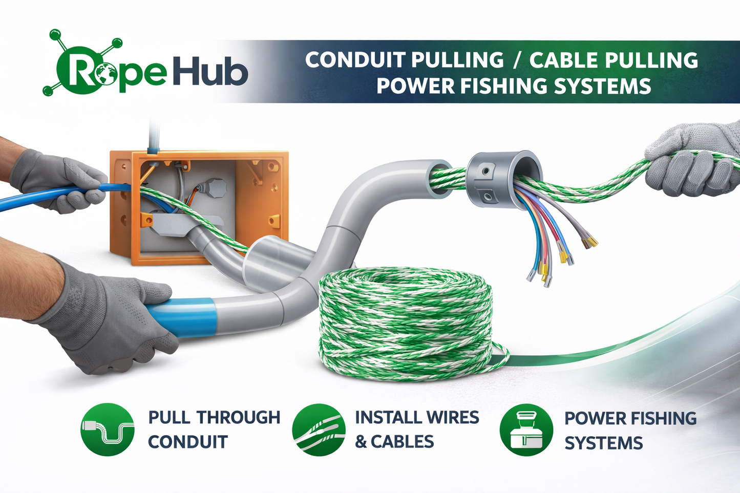 RopeHub Poly Pull Twine in Bucket - 6,500 FT - 210 LB Avg. Break Strength
