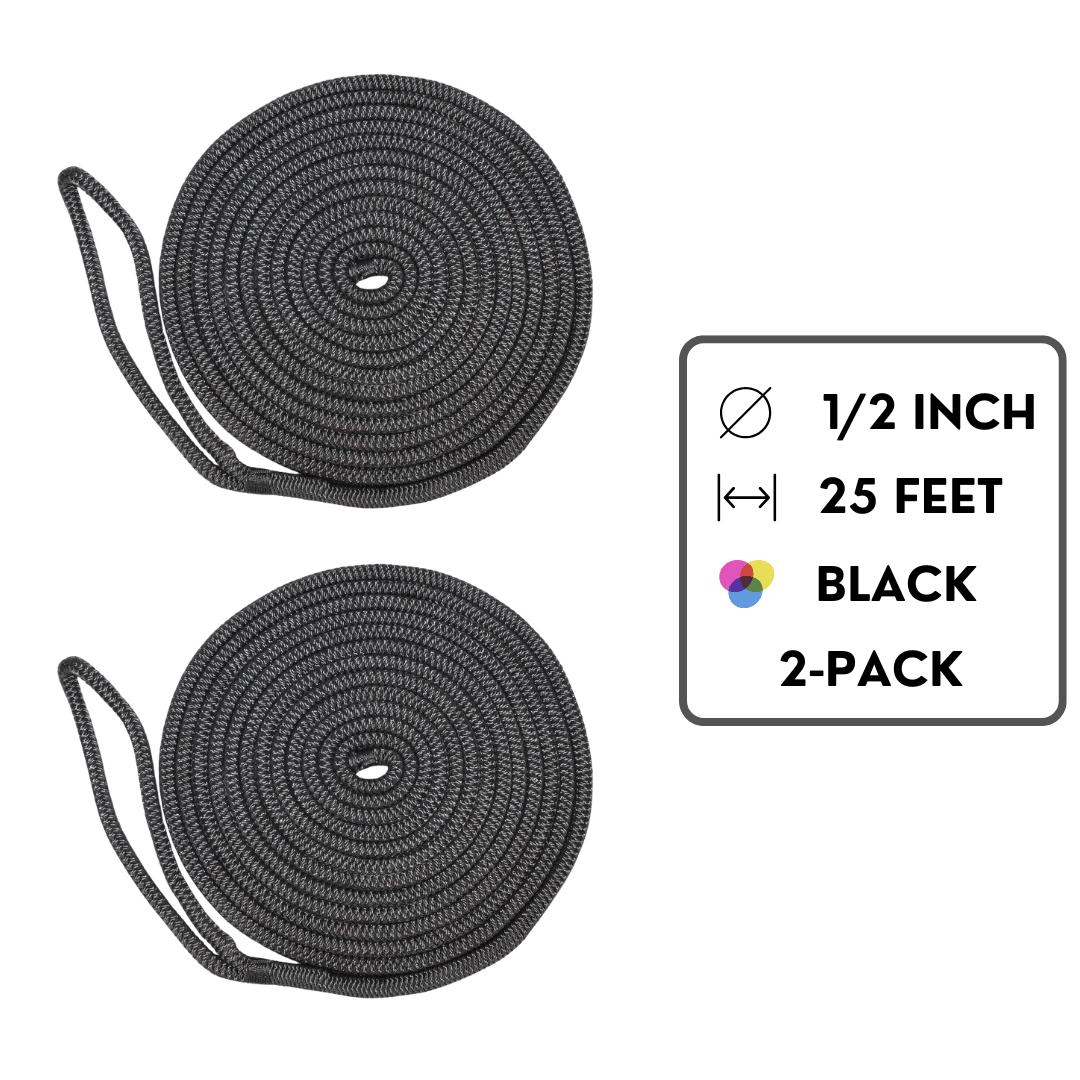 1/2 in / 25 ft - 2 pack / Black SK-DBDL-12x25-Black2pac RopeHub Double Braid Rope