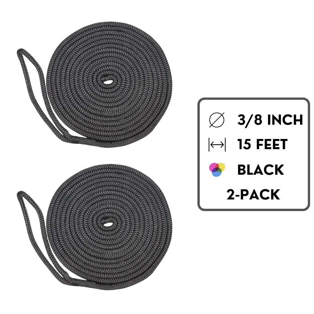 3/8 in / 15 ft - 2 pack / Black SK-DBDL-38x15-Black2pac RopeHub Double Braid Rope