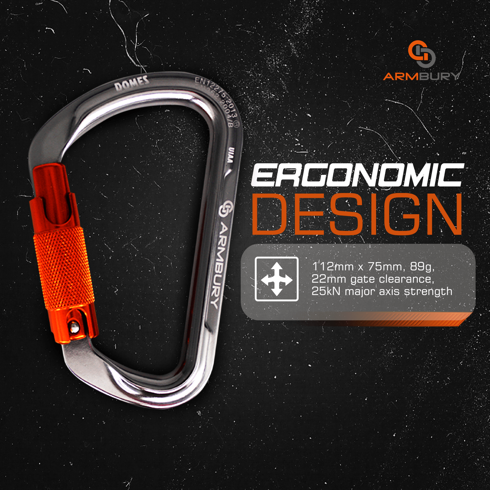 Domes Triple / Gray Orange / 112mm x 75mm ARM-Domes-TripleLock RopeHub Climbing Gear