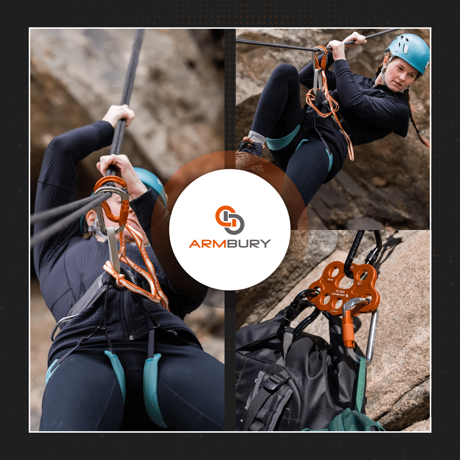 Domes Triple / Gray Orange / 112mm x 75mm ARM-Domes-TripleLock RopeHub Climbing Gear
