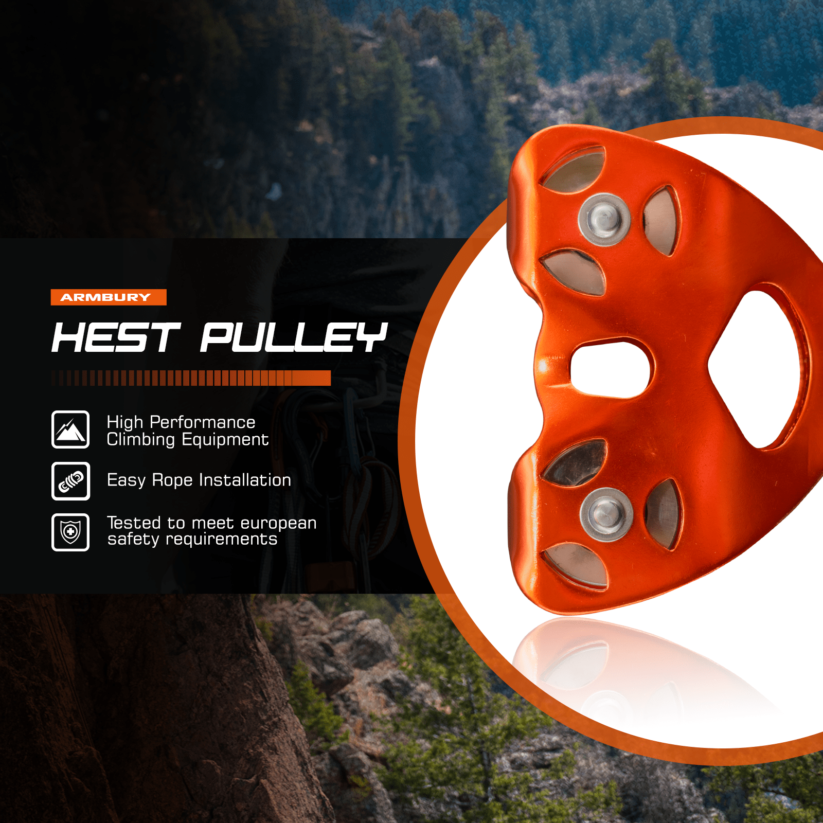 120mm x 88mm ARM-Pull-HestMobileDouble-Orange RopeHub Climbing Gear