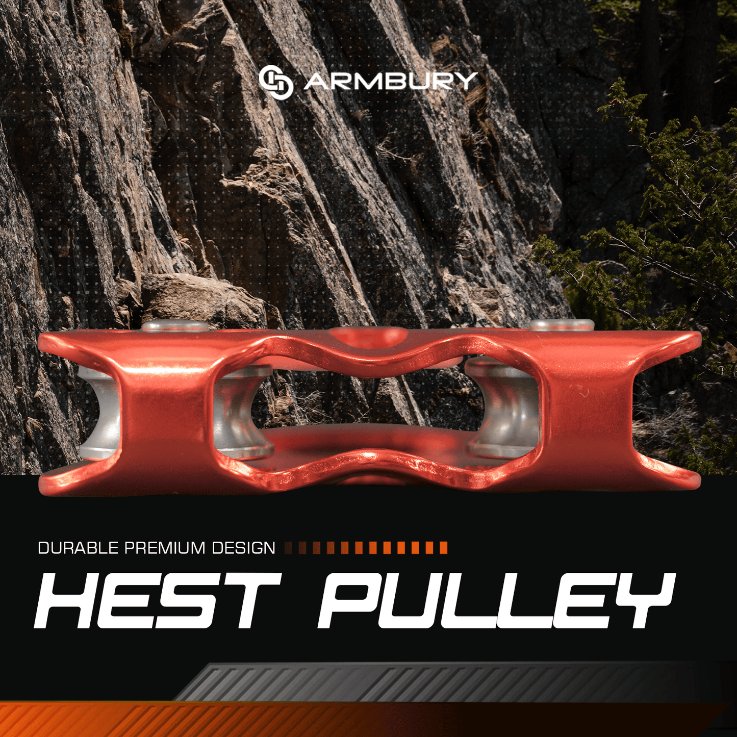 120mm x 88mm ARM-Pull-HestMobileDouble-Orange RopeHub Climbing Gear