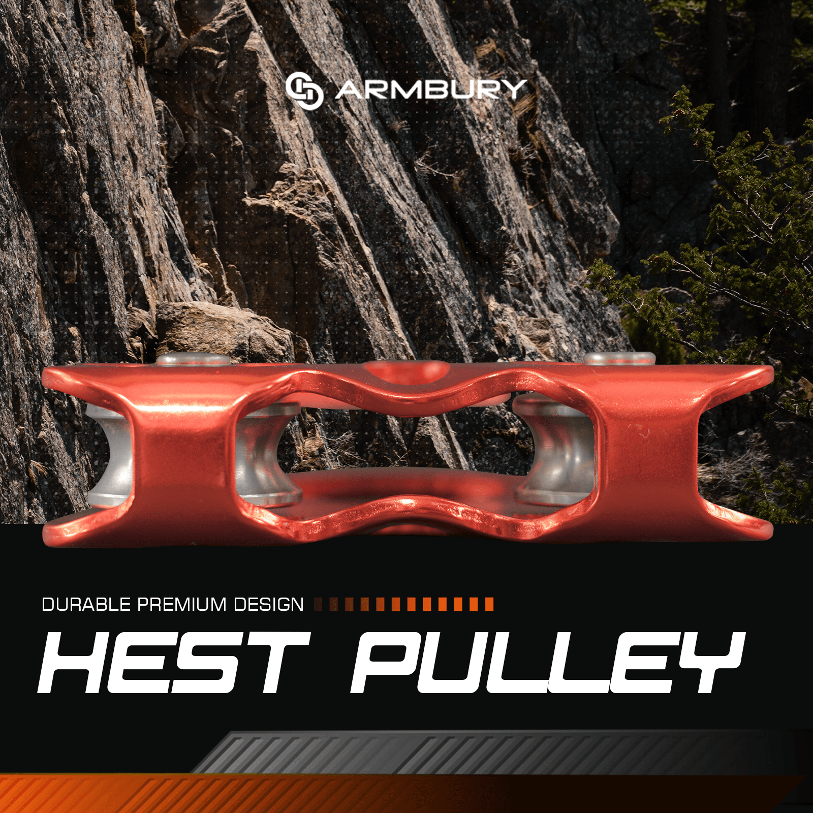 120mm x 88mm ARM-Pull-HestMobileDouble-Orange RopeHub Climbing Gear
