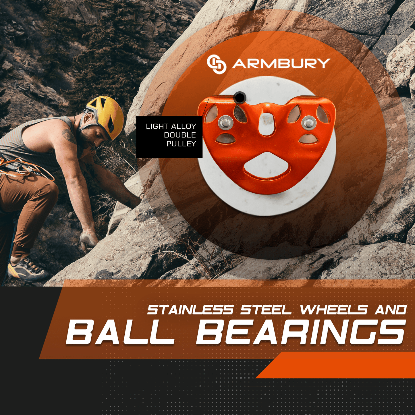 120mm x 88mm ARM-Pull-HestMobileDouble-Orange RopeHub Climbing Gear
