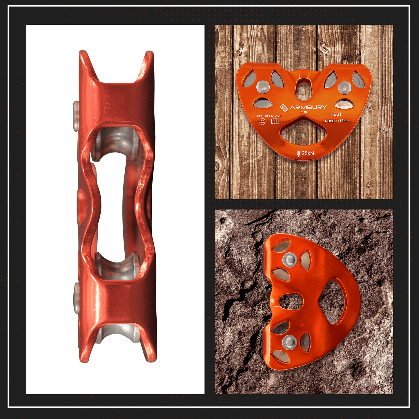 120mm x 88mm ARM-Pull-HestMobileDouble-Orange RopeHub Climbing Gear