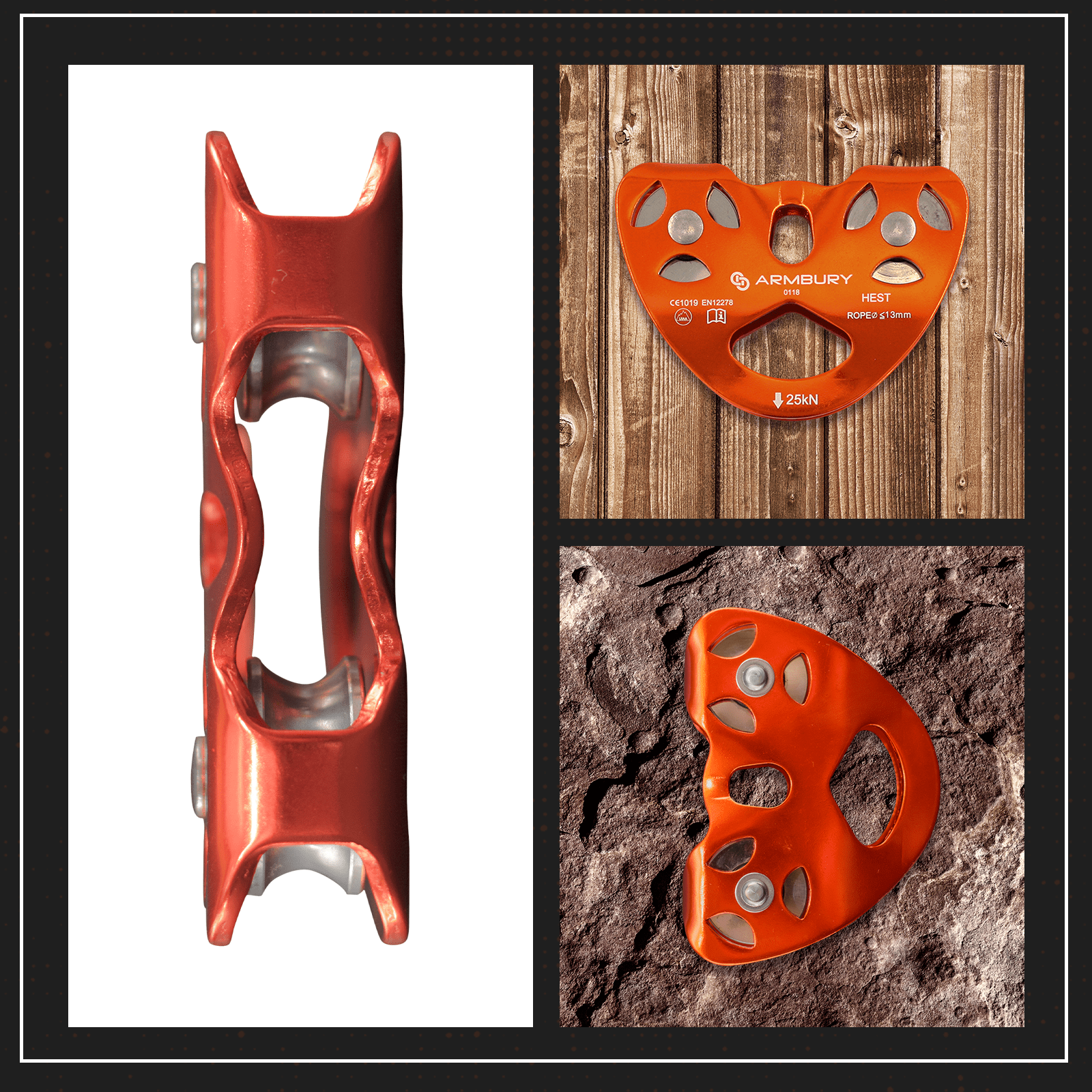 120mm x 88mm ARM-Pull-HestMobileDouble-Orange RopeHub Climbing Gear