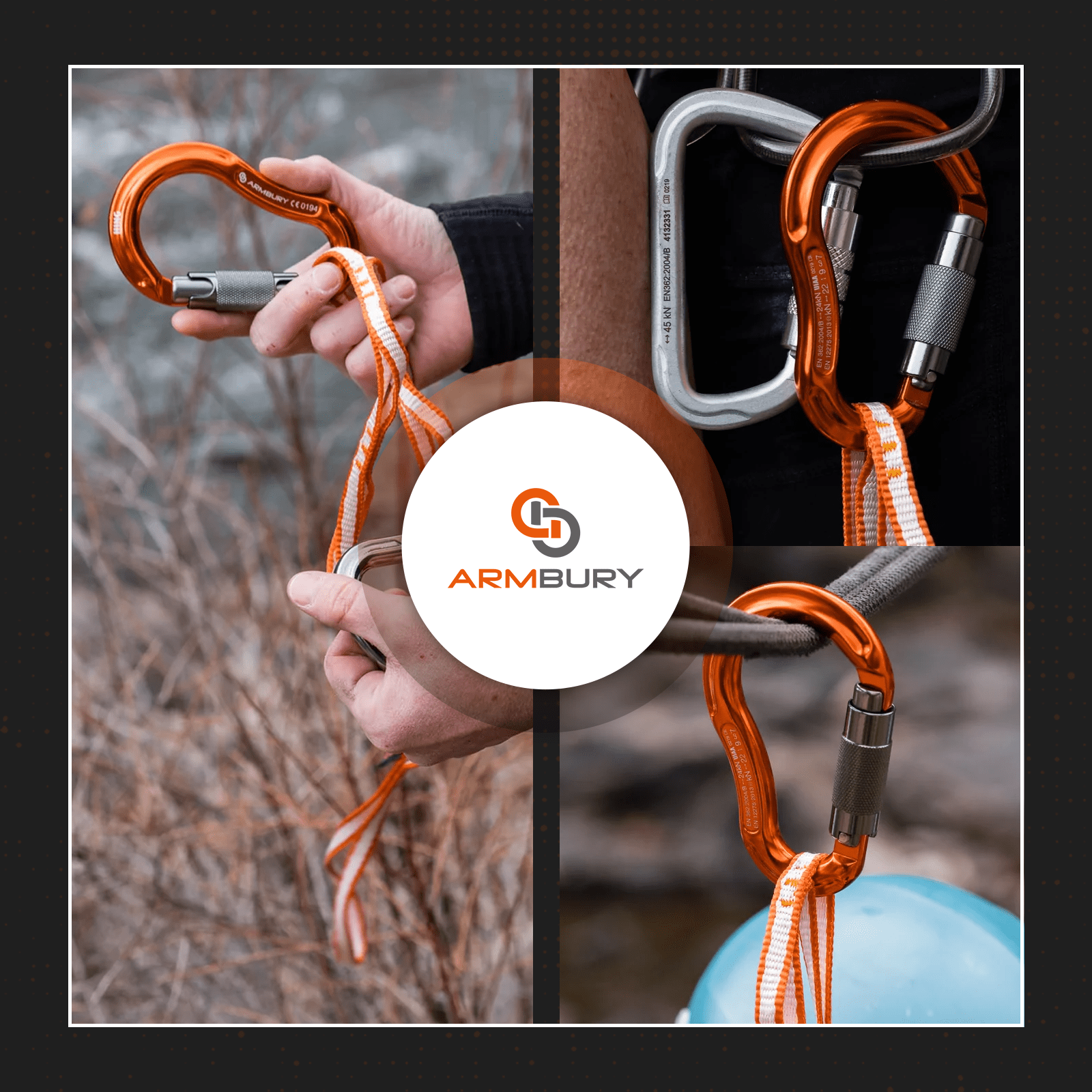 118mm x 76mm / Orange Gray / Hinge Twist ARM-Hinge-TwistLock RopeHub Climbing Gear