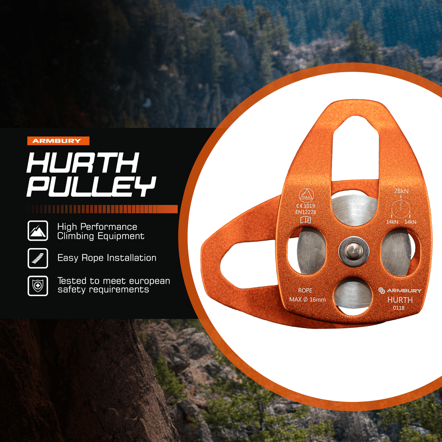 82mm x 127mm / Orange ARM-Pull-HurthMobileSingle-Orange RopeHub Climbing Gear