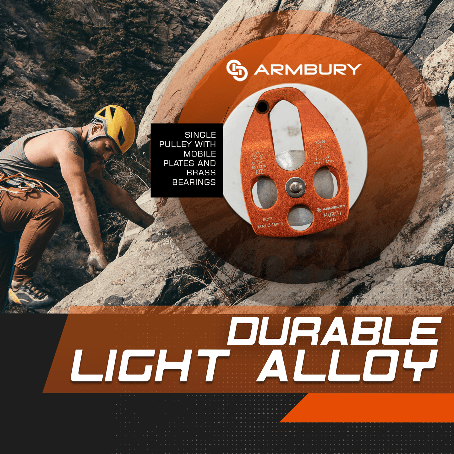 82mm x 127mm / Orange ARM-Pull-HurthMobileSingle-Orange RopeHub Climbing Gear