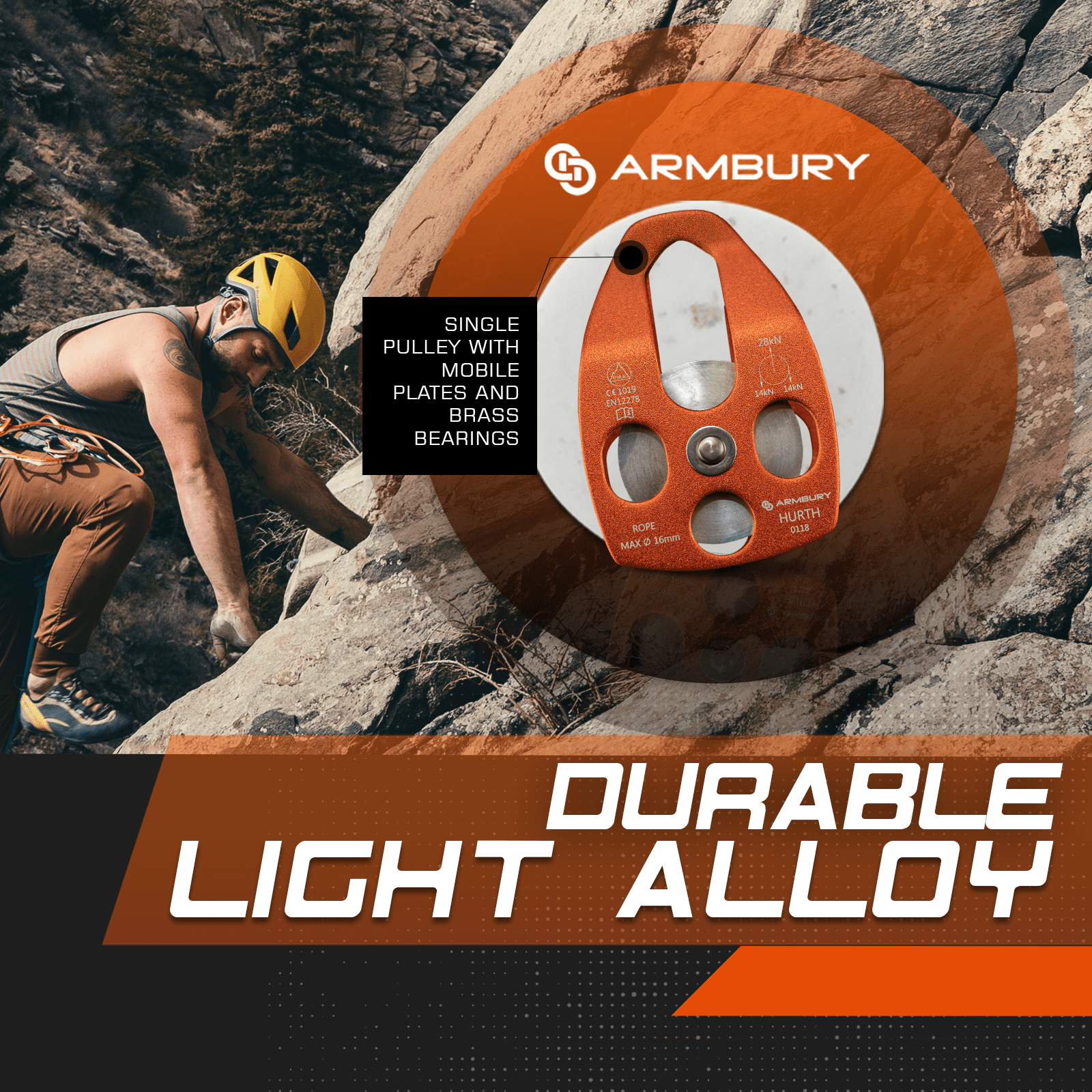 82mm x 127mm / Orange ARM-Pull-HurthMobileSingle-Orange RopeHub Climbing Gear