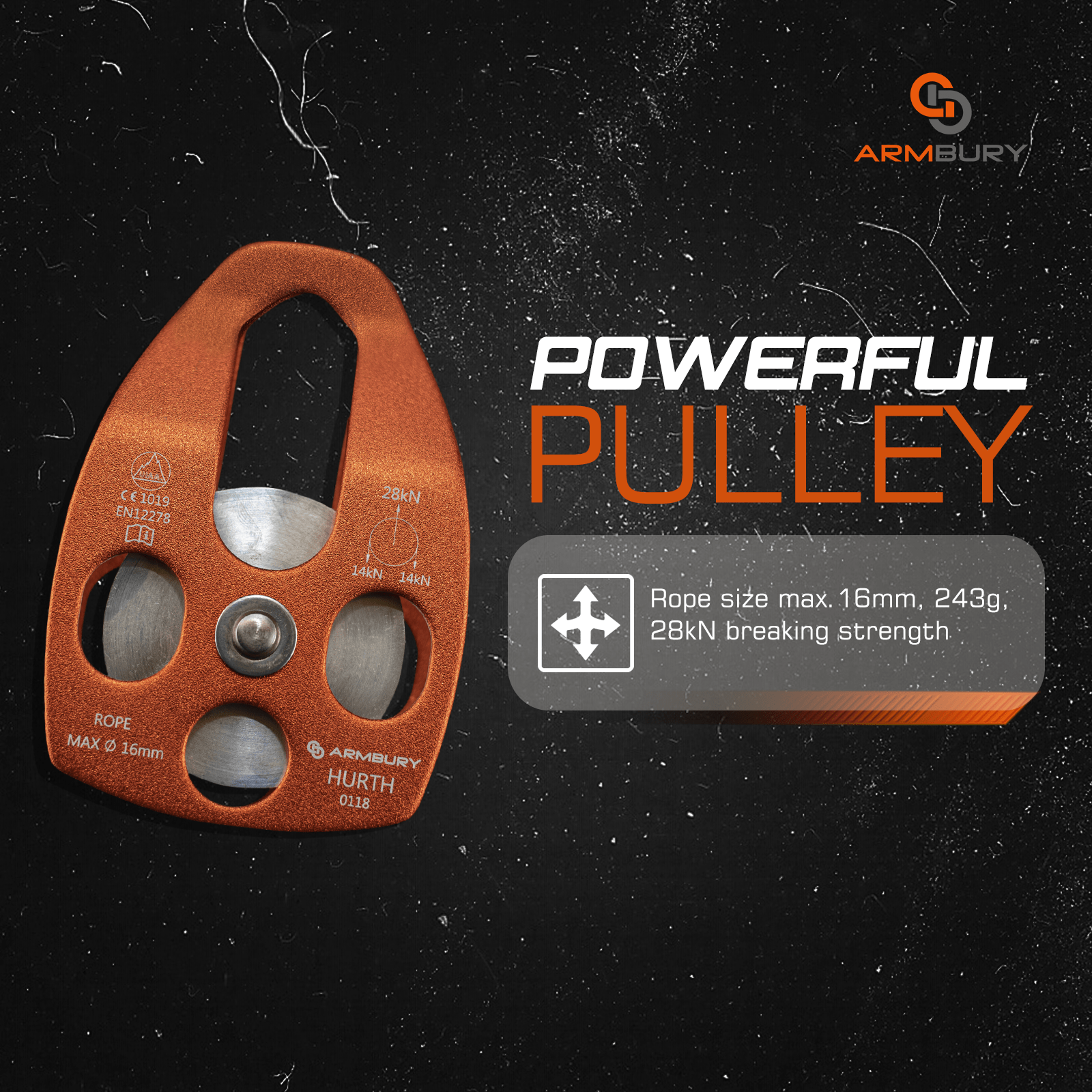 82mm x 127mm / Orange ARM-Pull-HurthMobileSingle-Orange RopeHub Climbing Gear