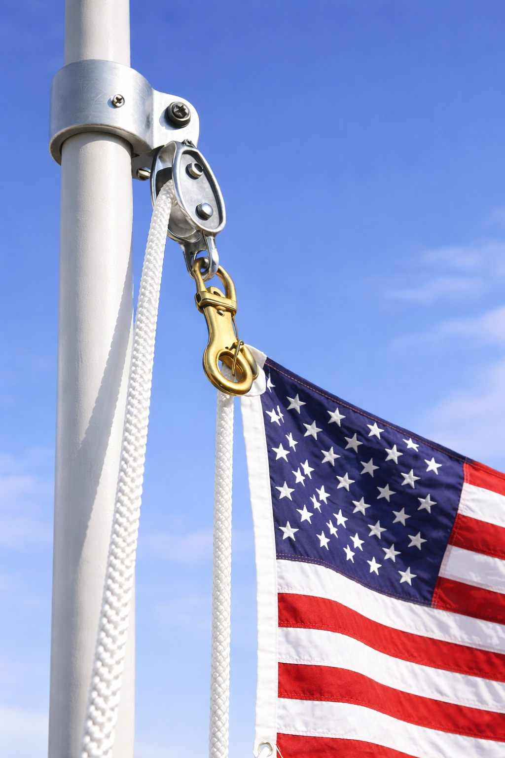Solid Braid High-Performance Polyester Rope (White) — Flagpole Halyard / Marine Rigging Line (40–1000 ft)