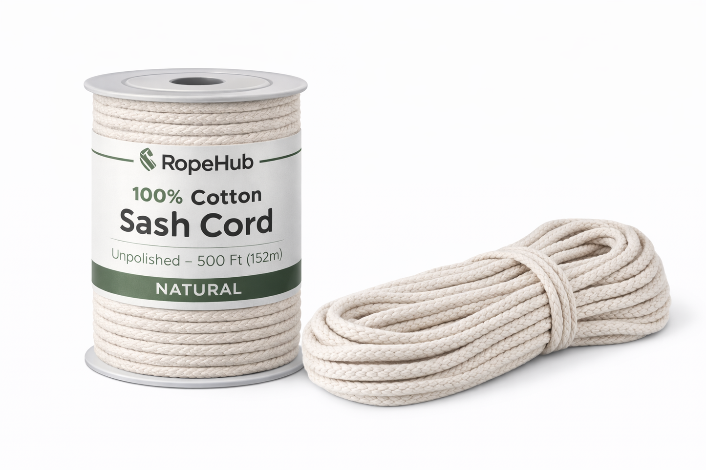 Cotton Sash Cord Natural White, Window Sash Replacement, Clotheslines, Theater, All-Purpose Rope